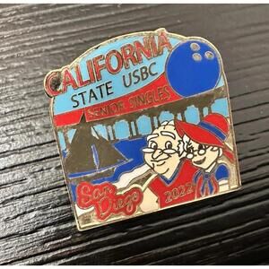 Vintage California State USBC Senior Singles San Diego 2022 Lapel Hat Pin VGC